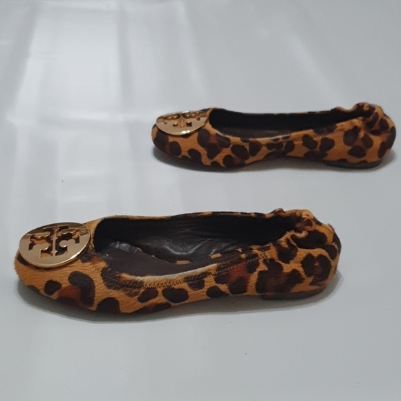 Tory Burch Leopard Print Calf Hair Reva Ballet Flats - Picture 9 of 10